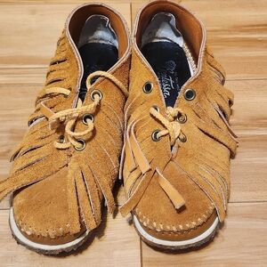 Vintage Canadian Leather Fringe Moccasins